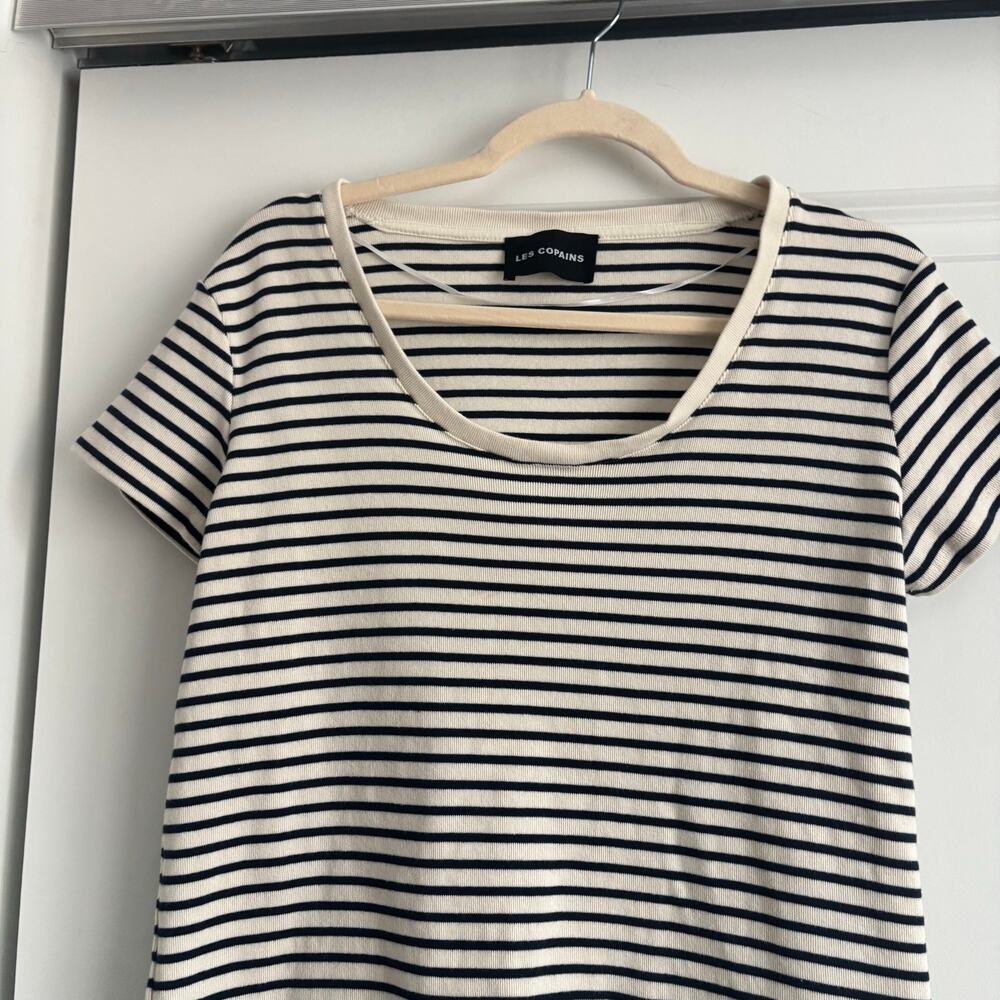 Les Copains Italy Striped Knit Top T-Shirt Blue White Fits US S/M (Tag IT XXL) - Picture 4 of 9